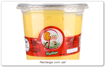 Manteiga com sal

Referência - 14
PESO – 300 g
NCM (classificação fiscal) – 04051000
Código de barras unitário – 0742832494809
